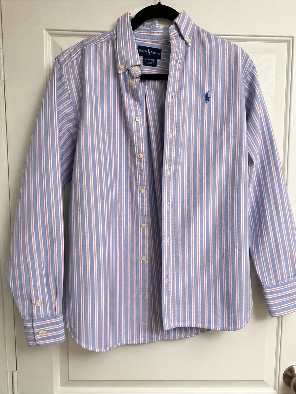 Polo by Ralph Lauren Light Blue & Pink Striped Button-Down Shirt | Boys 14-16